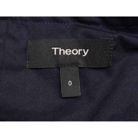 Theory Andrizza Twisted Back Navy Soft Stretch Seersucker Sheath Dress Sz 0 NEW - Picture 7 of 11